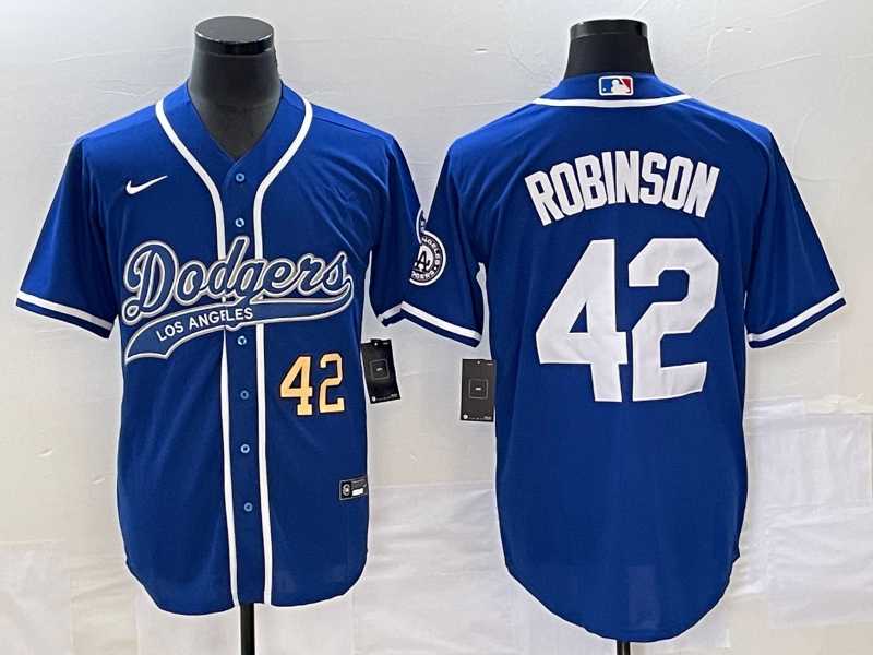Men%27s Los Angeles Dodgers #42 Jackie Robinson Number Blue With Patch Cool Base Stitched Baseball Jersey->los angeles dodgers->MLB Jersey
